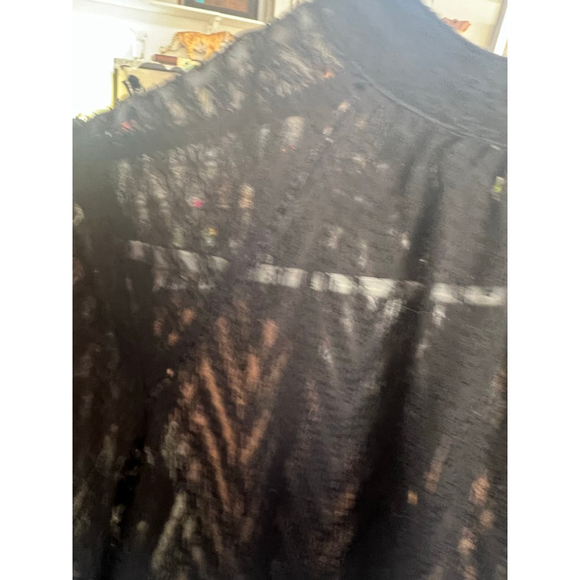 Free People Black Flowy Sheer Chevron Textured Blouse Womens Size XS EUC - Picture 6 of 15